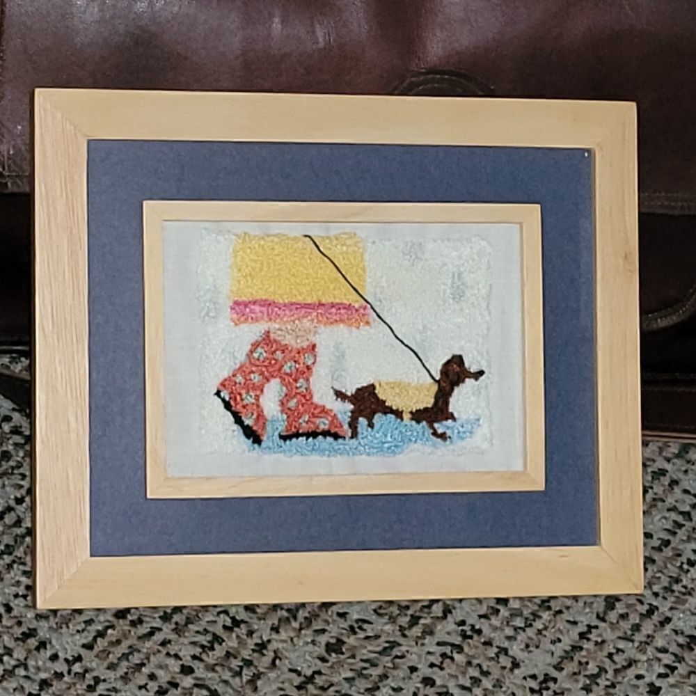 Handmade Needle Punch Art Dog Walk #CH8 - Picture 3 of 5